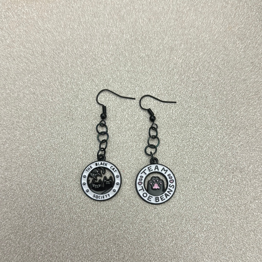 Team Toebeans/Black Cat Society earrings