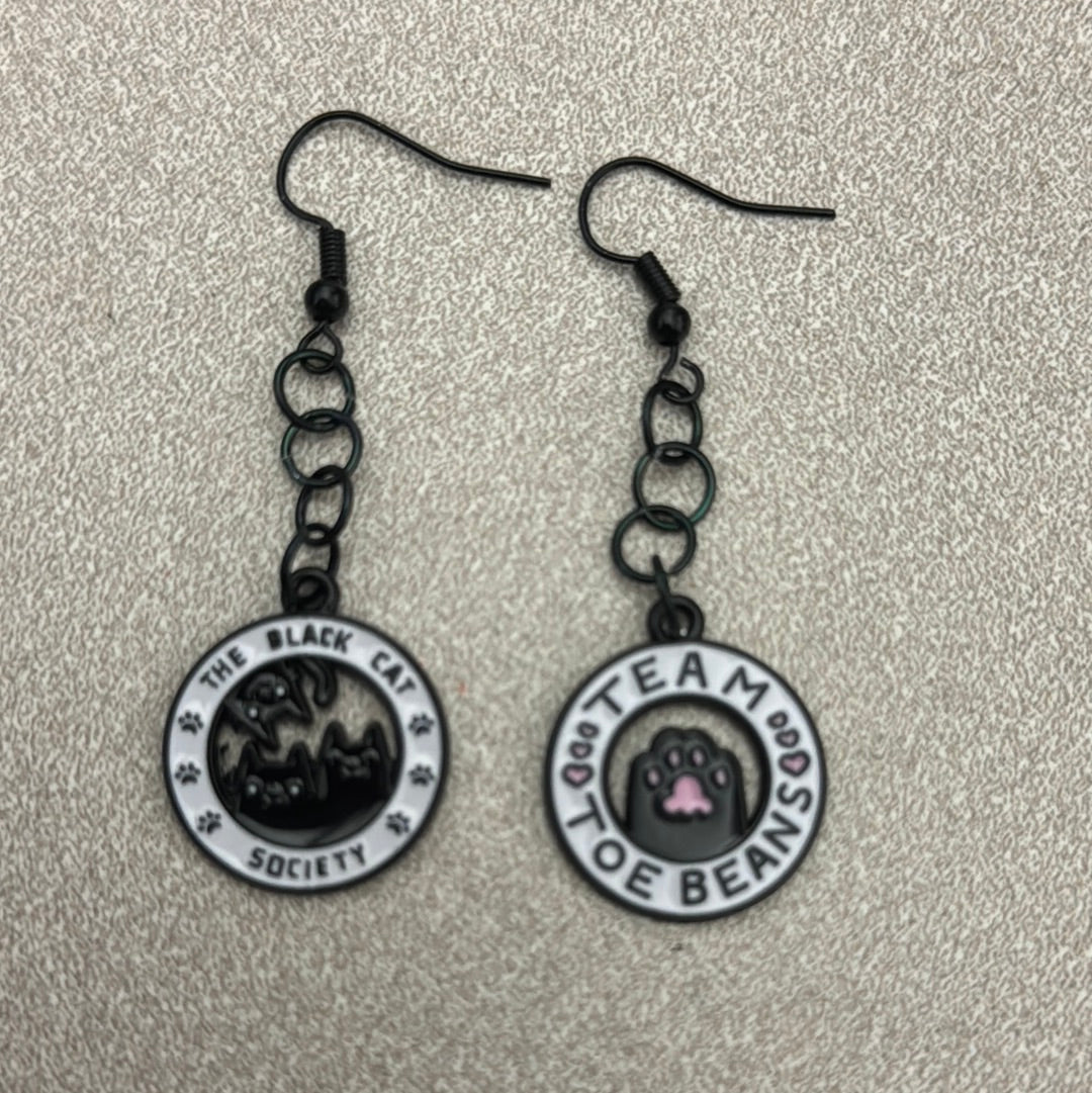 Team Toebeans/Black Cat Society earrings