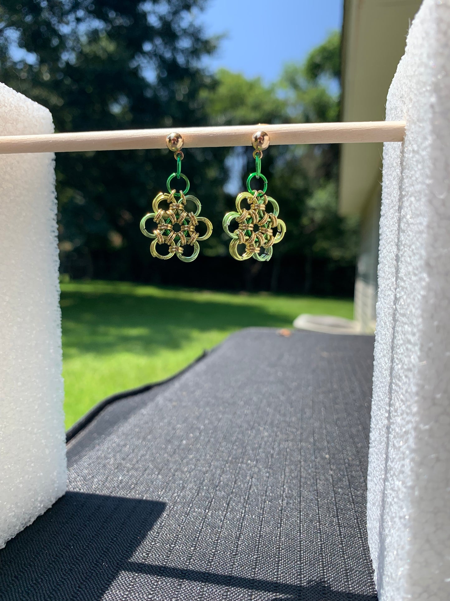 Forest 2 Chainmail Daisy Earrings