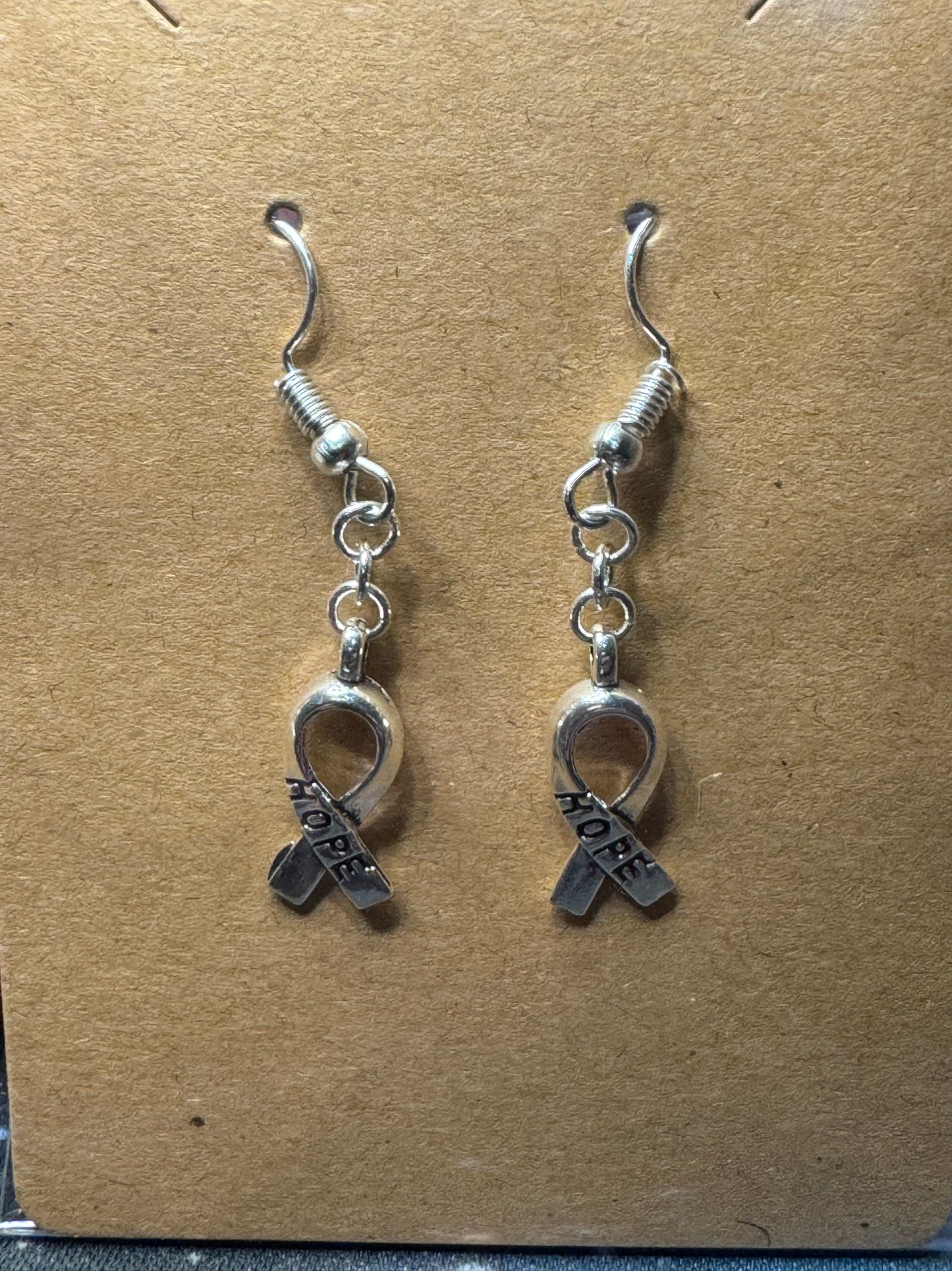 Silver Hope (Cancer Awareness Ribbon) Chainmail & Charm Earring